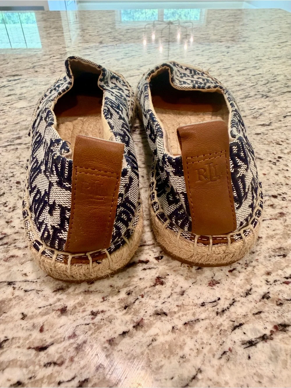 Ralph Lauren Womens Blue Logo Slip On Espadrilles Comfort Shoes Size 9.5